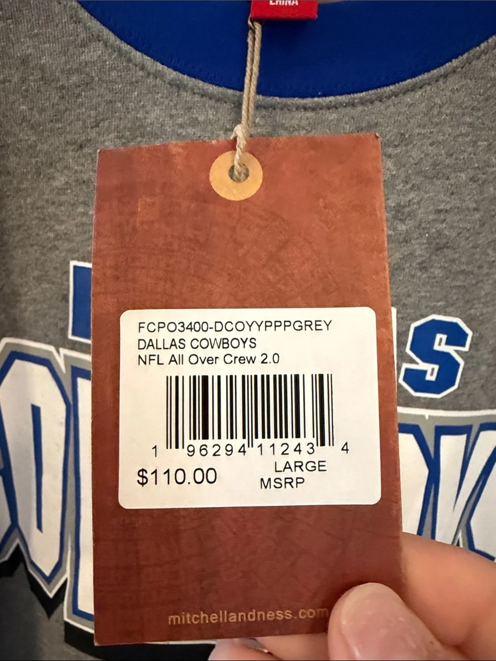 NWT NFL Dallas Cowboys NFL All Over Crew 2.0 Sz Lg